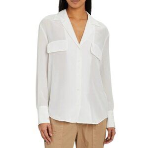 Frame 100% Silk Button Up White Blouse Sz S